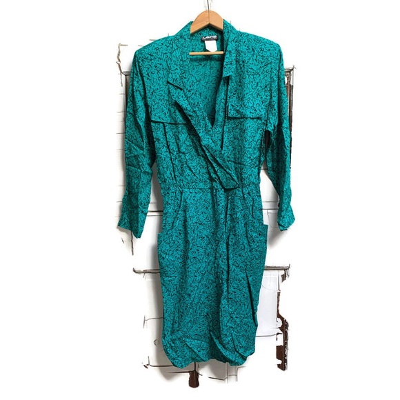 Vintage Dresses & Skirts - Vintage 1980s Laine green deadstock dress Large